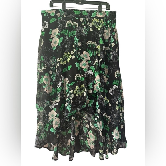 Roz & Ali Green and Black Fit and Flare Midi Skirt Sz 1X - Picture 1 of 6